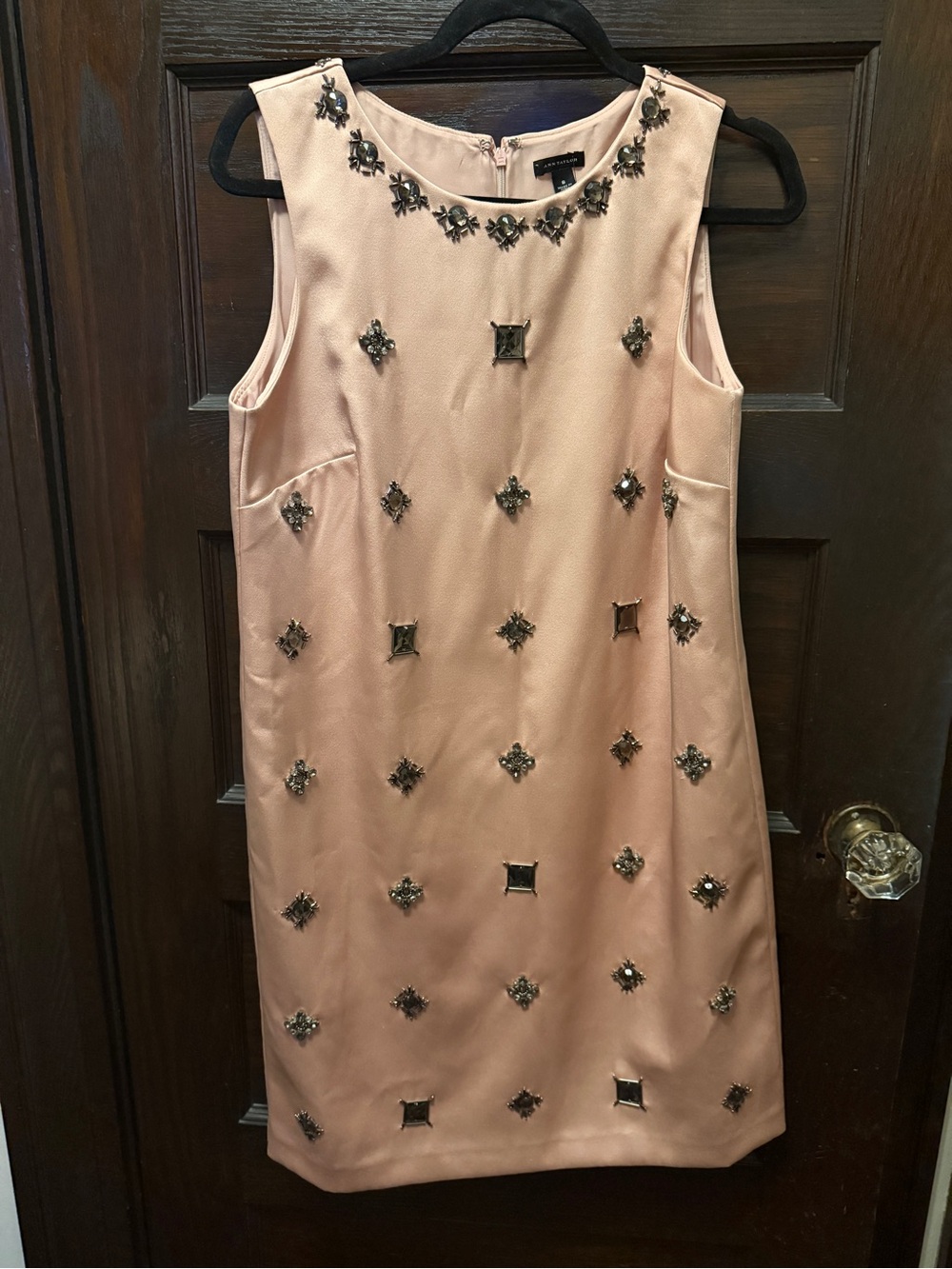 Ann Taylor Blush Pink Embellished Sleeveless Shift Dress